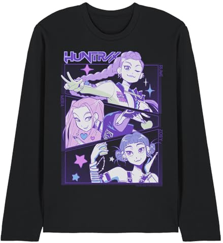 K-Pop Demon Hunters - Anime Huntrix Huntr/X Unisex Long Sleeve T Shirt, Black, Small