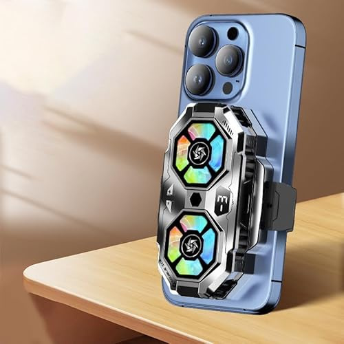 Effektives Handy-Kühlsystem mit zwei Lüftern und digitalem Display für Gaming und Streaming (Silber)