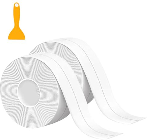Joint Salle De Bain, Plinthe Souple Autoadhésive, Plinthe Blanche, Plinthe Adhesive, Adaptée Aux Cuisines, Salles De Bains Et Toilettes (3,8 Cm × 3,2 m)