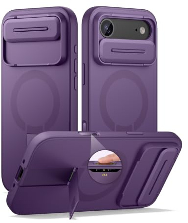 SURITCH Magnetisch hülle Kompatibel mit iPhone Air, Stoßfest Handyhülle Kratzfest Schutzhülle mit Kamera Steuertaste & Kameraabdeckung & verstellbarem Kickstand für iPhone 17 Air(Lila)