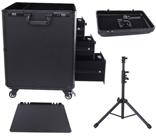 Tattoo Workstation Mit 3 Schubladen, Zahlenschloss Und Rollen, Mobiler Kosmetik Trolley Für Makeup Artist, Professionelle Salon Aufbewahrung, Tragbarer Tattoo Koffer