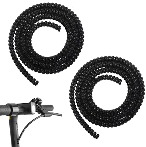 2 x 90 cm Scooter Spiral Cable Protection Tube Cable Protector Tool Cable Tidy Tube E-Bike Cable Organizer Pipe Protection Spiral Wrap Winding Cable Wire Protector Cover Tube Black