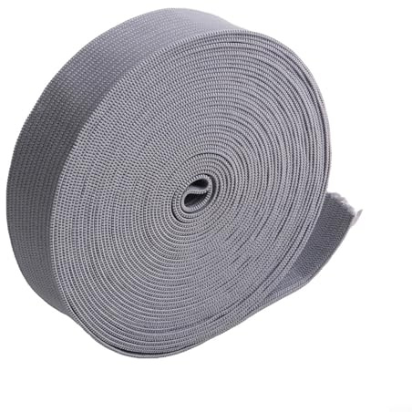 Durashmall 2 cm x 5 m Nylon-Gummiband zum Nähen von Kleidungsstücken und Hosen, Stretch-Gummimaterial, mehrere Farben, rot, hellblau, gelb, beige, rosarot, graues Accessoire (grau)