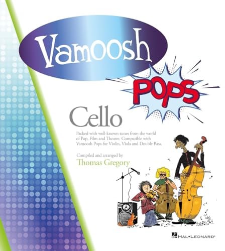 Vamoosh Pops: Cello Sheet Music Songbook for Young Players, Includes Audio Online | 23 Pop Film and Musical Theatre Duets with Piano Accompaniment Backing Tracks for Individual and Group Learning
