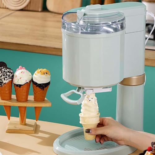 Soft-Serve-Eismaschine für Zuhause, 1L Automatische Eismaschine Mini, Tragbarer Frozen-Joghurt-Hersteller mit Dessertfunktion, Kompakte Küchenkleingeräte für Eis und Sorbet (Grün, B)