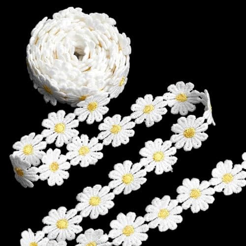 3 Yard 25mm Gänseblümchen-Spitzenborte Besticktes Blumen Borten Und Bänder | Zum Nähen, Dekoband, Bänder Zum Basteln, Für Brautschmuck, Nähzubehör, Straußverpackungen