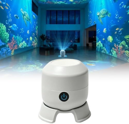 Dynamic Rotating LED Projector Light, Kids Night Light Projector | Rechargeable 360 Ocean Rotating Night Lights, Adjustable Brightness, LED Atmosphere Lamp for Bedroom, Home Theater