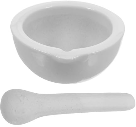 DOITOOL Mortier en Céramique Beige Pilon Ergonomique pour Broyage et Mélange, pour Usage en Laboratoire Scientifique Cuisine