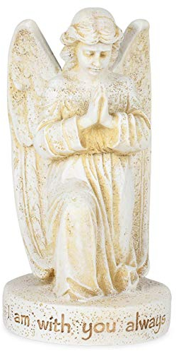 Weiße Gedenkfigur mit Betenden Händen, Stein-Effekt, 14,7 cm