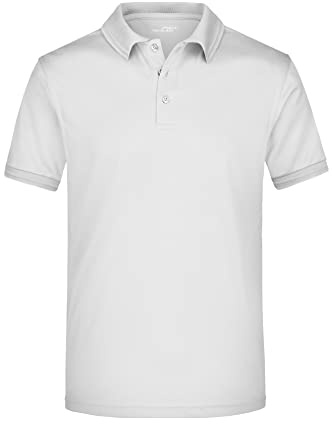 James & Nicholson Herren Aktiv Polo - Funktionelles Poloshirt aus Micropolyester | Farbe: white | Grösse: 3XL