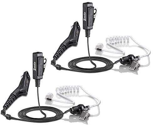 zeadio Surveillance Covert Air Acoustic Tube Walkie Talkie Earpiece Headset with Push-To-Talk Microphone for Motorola Multipin Two Way Radio (Pack of 2)