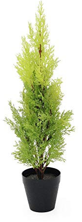 artplants.de Künstliche Zypresse Spring im Dekotopf, 60cm - wetterfest - Künstlicher Zeder - Künstliche Konifere