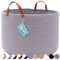 OrganiHaus Cotton Rope Storage Basket, Woven Basket for Storage, Large Storage Basket, Blanket Basket for Living Room Grey 50cm x 33cm