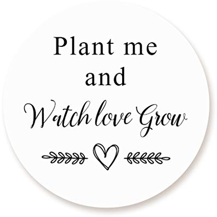 100 Stk Rustikal Liebe Saat Hochzeitssticker - Plant me and Watch love grow Aufkleber - 4 cm Runde Sukkulente Pflanzen/Blumensamen Etiketten,für Hochzeit,Taufe,Gastgeschenk,Tüten - UNI 315