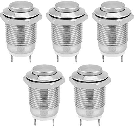 5 Stücke 12mm Metall Druckschalter Momentary Reset Self-Reset Metallknopf Wasserdicht Self-Reset Elektronische Lieferungen Silber Druckschalter 1 Schließer 2 Pins(High