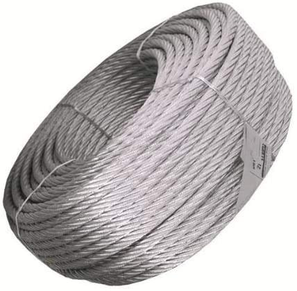 FUNE commerciale CORDA ACCIAIO ZINCATA mt. 25 D.10mm 12x6 72 fili TRECCIA