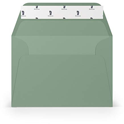 PAPERADO 25 Briefumschläge DIN C6 Haftklebung mit Seidenfutter Eucalyptus gerippt - 100 g/m² Kuvert ohne Fenster 11,4 x 16,2 cm - Umschläge mit breiter Verschlussklappe