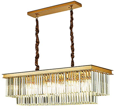 Esszimmer,Moderne Minimalistische Nordic Kreative Kristalllampen,E14 Bereitstellen-modernen Licht Luxus Quadratischen Kristall Kronleuchter,Wohnzimmer Schlafzimmer-leuchten-Golden. 100cm