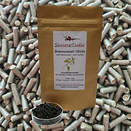 ShrimpTastic 50g Brennnessel Sticks/für Garnelen, Welse, Krebse, Schnecken/Futter