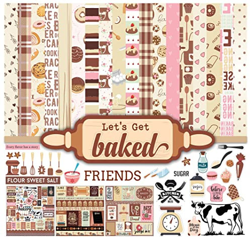 Inkdotpot Let'S Baked Collection Double Sided Scrapbook Paper Kit Cardstock 12 X12 Kartenherstellung Von Papierpaket Mit Aufkleberblatt - 16 Seiten - Multicolor
