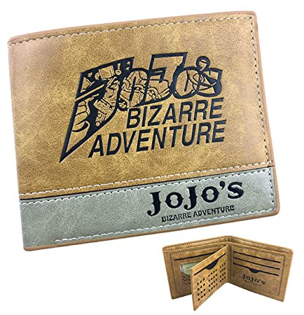 JoJo's Bizarre Adventure Anime Portefeuille Porte-monnaie en cuir PU Porte-monnaie court à deux volets pour hommes