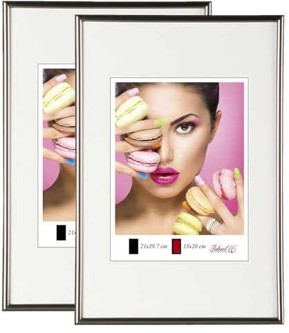 IDEAL TREND 2er 3er 5er Pack Photo Style Set Bilderrahmen Wanddeko Collage Poster Kunststoff Rahmen: Farbe: 2er Pack Stahl | Format: 50x70