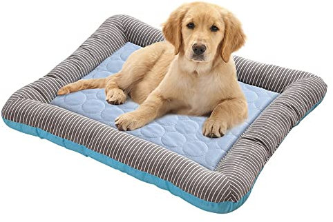 pawstrip Hunde-kühlende Bettmatte, Haustier-selbstkühlende Kissen, waschbare Schlafdecke, Sommerschlaf, kühlendes Eisseidenbett, atmungsaktiv, waschbar, Hundehüttenmatte für kleine, mittelgroße und