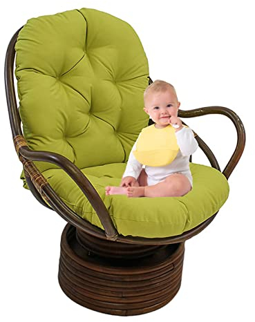 TDHLW Patio Rattan Drehstuhl Rocker Kissen Garten abnehmbare Sitzauflage Gartenmöbel Terrasse Schreibtisch Liege Schaukelstuhl Kissen,Grün