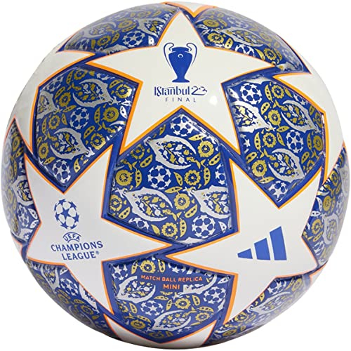 adidas Unisex-Adult UCL Mini Ball, White/Team Royal Blue/Solar Orange/Silver Metallic, 1