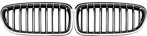 LCFZDQ Auto 2 Stück Auto Front Hood Kidney Grill Mesh Chrome Racing Grills Fit Für BMW 5er F10/F11 M5 520I 523I 2014–2017, Silber