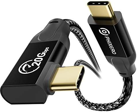 PHIXERO USB C to USB C Cable 100W [USB C 3.2 Gen 2x2, 20Gbps] USB C Cable with 4K Video Output, Compatible with Thunderbolt 3, MacBook Pro, iPad Pro, Laptops, Samsung (Right Angle, 3m)