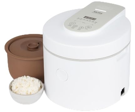 AROMA® Professional Rice Cooker with Purple Clay Cooking Pot, 6-Cup (Uncooked) / 12-Cup (Cooked), Healthy Grain Multicooker, Natural Ceramic, 3 Qt, White, ARC-7206P