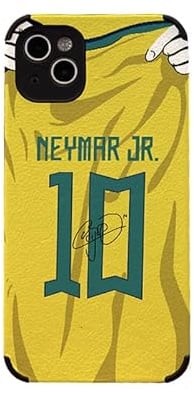 Slrioks Neymar Jersey Phone Case Soccer Case for iPhone 14 13 12 11 Pro Max Plus Mini Xr Xs X 7 8 Thin Leather Silicone Shockproof