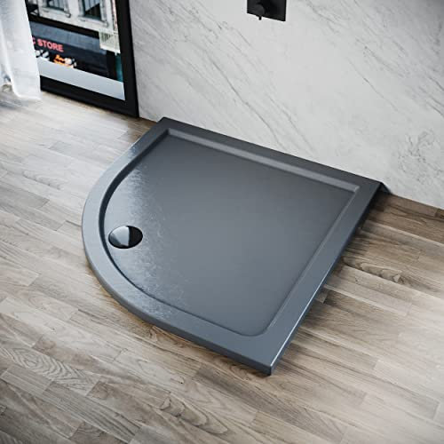 ELEGANT Grey Quadrant Stone Shower Tray for Shower Enclosure Cubicle + Waste Trap 900 x 900 x 40 mm