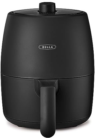 BELLA Friteuse manuelle à air comprimé et multicuiseur 5 en 1 avec plateau et panier amovible, antiadhésif, passe au lave-vaisselle, système de chauffage 1200 W, noir mat