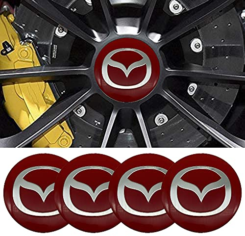 4pcs 56MM 2,2 ' 'Auto-Logo-Aufkleber mit Räderabdeckung mit zentraler Abdeckung ABS-Material (fit Mazda Rot)