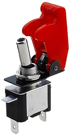 CGEAMDY Auto Kippschalter, Ein/Aus Metall Auto Wippschalter, 2-Pin Rocker Toggle Switch Mit Wasserdicht Schutzkappe, Metall-Kippschalter Zum Auto KFZ LKW Boot (Rot)