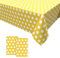 2PCS Gelbe Polka Dot Tischdecke,Geburtstag Tischdecke Gelbe Weiß Einweg Tischdecke aus Kunststoff Wasserdicht Plastik Bierbank Tischdecke Geburtstag Dekorationen für Jungen Mädchen 137 * 274cm