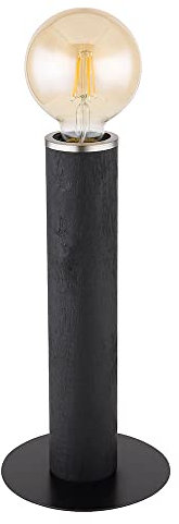 GLOBO Tischleuchte Tischlampe Holz Leselampe Holzstamm Schlafzimmerlampe 1 flammig schwarz, Metall, 1x E27 Fassung, DxH 15x30,5 cm
