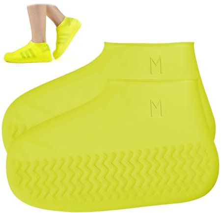 badaren Silikon Regenüberschuhe, 1 Paar Wasserdichte Überschuhe mit Antirutschsohle, Regen Schuhüberzieher, Wasserdichte Schuhüberzieher Silikon für Regen, Schneetag, Schlammige Straßen, Weiß (XL)