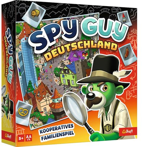 Trefl – Spy Guy Deutschland – Kooperatives Detektivspiel Familienbrettspiel | Riesengroßes Spielbrett mit Stadt, Deutsche Denkmale, Symbole und Berühmte Menschen, für Erwachsene und Kinder ab 5 Jahren