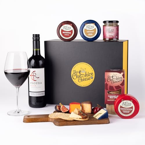 The Decadent Cheese & Wine Hamper | Filled with Award-Winning Cheeses, Artisan Biscuits, Irresistible Chutney & Large Rioja Red Wine | Wine Gift Alcohol Hampers
