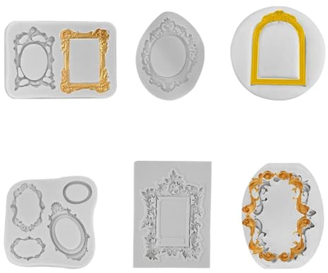 Niaciswe Marco Vintage Molde de Silicona 6 Piezas Retro Relieve Silicona Fondant Molde para Manualidades Moldes de Silicona para Fondant Molde de Silicona para Decoración de Tartas Moldes Silicona