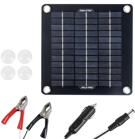 SPSMOKH 10W 12V Kit Pannello Solare Portatile Trickle Charger Auto Batteria Mantenitore per Barca RV Batteria Mantenitore Trickle Solar Battery Maintainer Trickle Charger, MKJH-9