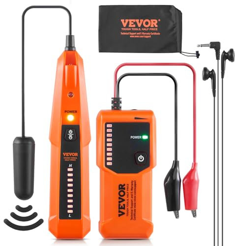 VEVOR Netzwerk Kabel Tester, max. 0,9 m Erkennungstiefe, Kabelsucher Kabelbruchdetektor mit Kopfhörer, max. 304,8 m Erkennungslänge, Kabel Testgerät für Haustierzäune, Sprinklerventilbewässerung