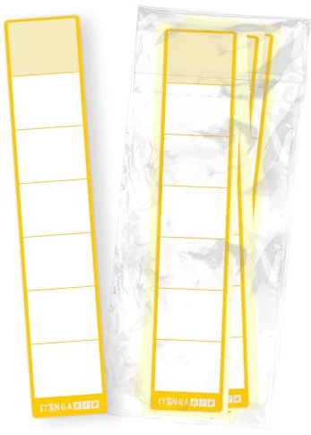 itenga 10x Ordneretiketten SCHMAL Ordnerrückenschild für schmale Ordner I Aufkleber für Ordnerrücken selbstklebend aus Haftpapier 3,6x19cm (gelb)