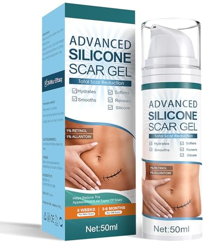 Mitgary Advanced Scar Gel, Silicone Scar Gel, Treats Old and New Scars, Reduces the Appearance of Scars from, Body, Face, Stretch Marks, Surgical Scar, Keloids, Acne, Burns and More, 50g (1.7 Oz)