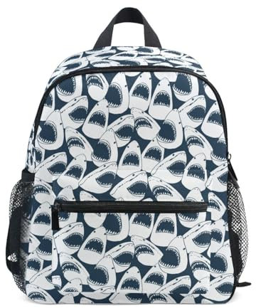 Niedlicher Kinder-Rucksack für Jungen und Mädchen, niedlicher Sport-Rucksack mit Brustgurt, Hai-Cartoon-Jungen, Shark Cartoon Boy, Small