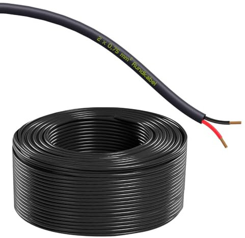 0,75 mm² Rundkabel Fahrzeugkabel 2 adrig Fahrzeugleitung Kabel für Anhänger Anhängerkabel Auto KFZ PKW Boot Motorrad 2 polig (METERWARE) (2 Polig Rund 0,75 mm²)