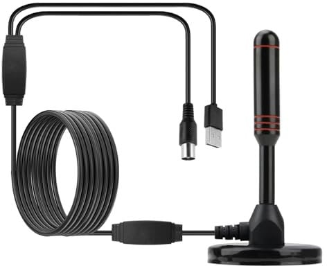 SMCEHEYA High Gain Freeview TV Aerial DVB-T2 DTMB Portable HD Antenna with Magnetic Base 360° Omni Directional Outdoor Indoor TV Aerial Support 4K 1080P VHF UHF Compatibility Coaxial Cable 16.5ft